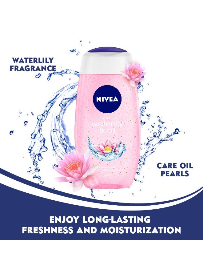 NIVEA Waterlily & Oil Shower Gel, 250 ml with Free Loofah - Image 4